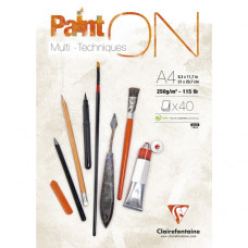 CLAIREFONTAINE PAINT'ON MULTITECNICA BLOCCO COLLATO A4 40FF. -250GR. BIANCO-CF.4 BLOCCHI